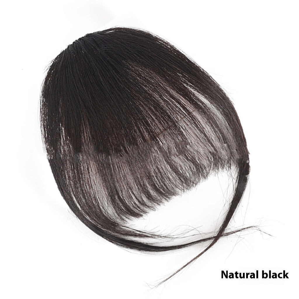 Real Hair Bangs Wig Set Clip-in Bang Women's Natural Light in Thickened Natural Black