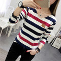 Korean Spring and Autumn Clothing T-shirt for Women in Red And Green