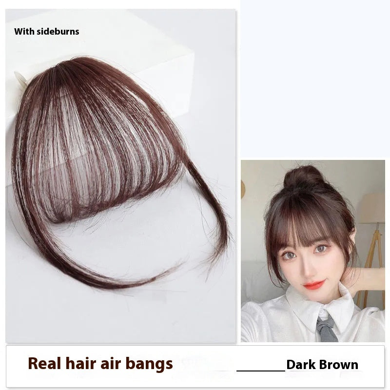 Real Hair Bangs Wig Set Clip-in Bang Women's Natural Light in Half Hand Woven Gold