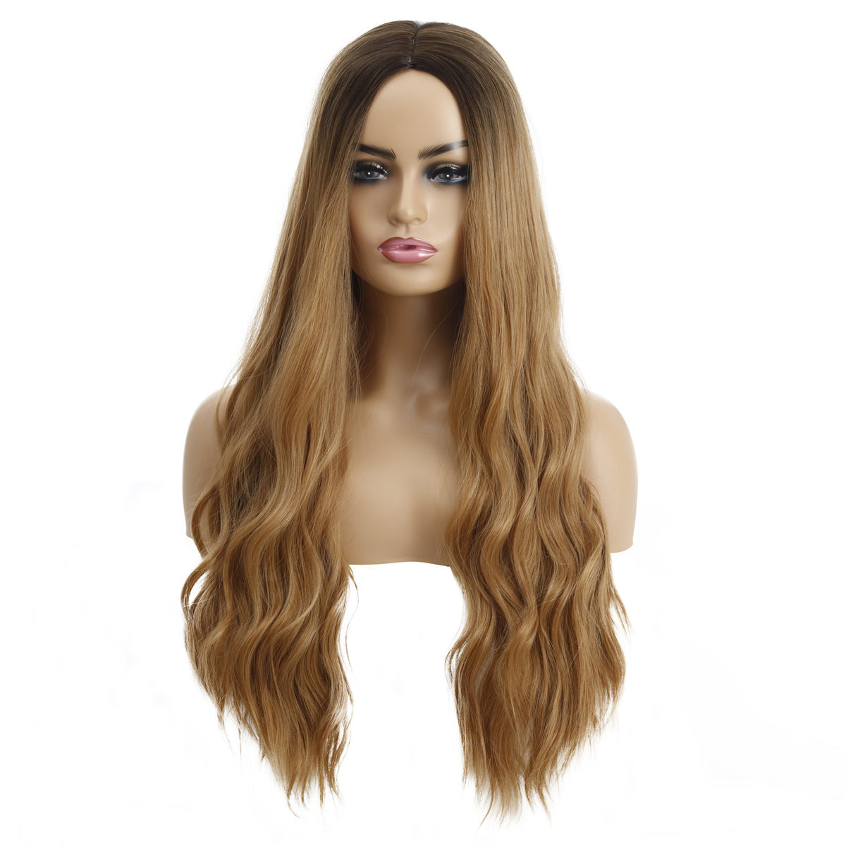 Female Wigs, Wavy Curly Hair, Ladies Wig Head in Khaki