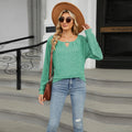 Solid Color Loose Long Sleeve T-shirt Fashion Casual Tops for Women Clothing in Wine Red