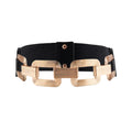 The New Women's Gold Black Wide Belt Decoration Fashion Elastic Metal Waist Cover with Skirt Coat Closed