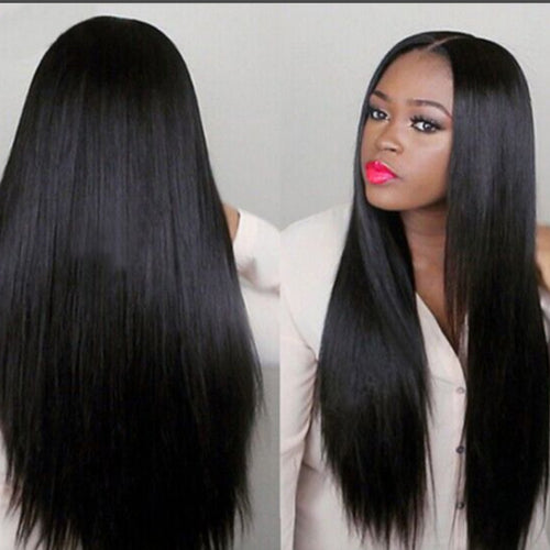 Black Long Straight Hair Wig Cover in Black