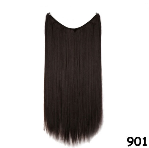 S-noilite 20 Inches Invisible Wire No Clips in Hair Extensions Secret Fish Line Hairpieces Silky Straight Synthetic