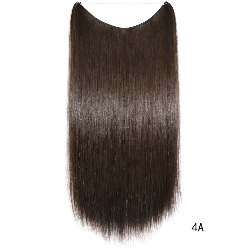 22 Inches Invisible Wire No Clips in Hair Extensions Secret Fish Line Hairpieces Silky Straight Synthetic