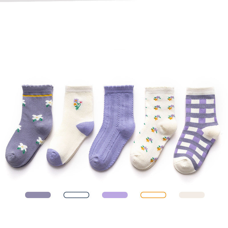 Boys' And Girls' Tube Socks Girl Princess in Avocado shredded flower
