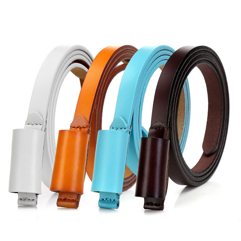 Thin Fashion Belt in White