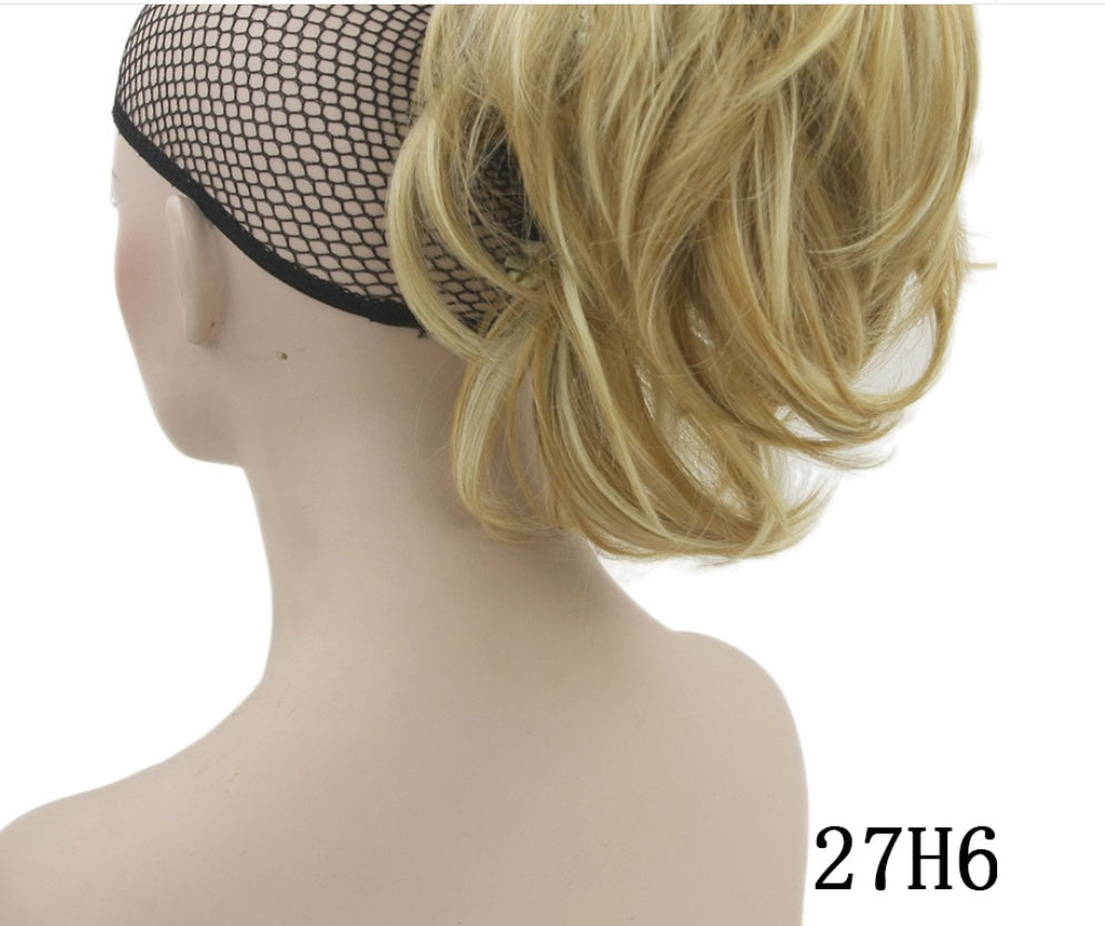 Grip Ponytail Short Hair Female Curly Wig Flexible in 27H613