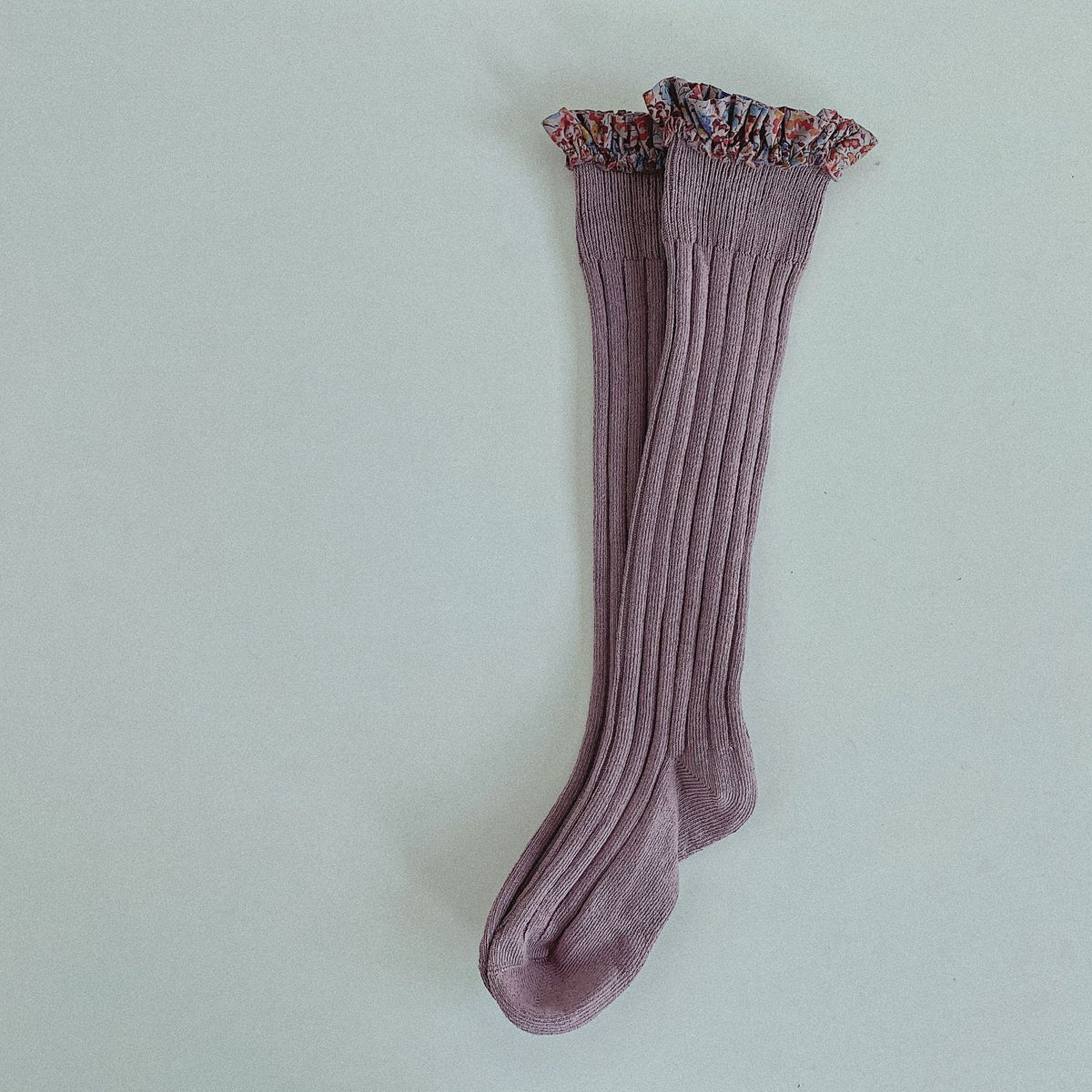 Double Needle Children's Socks, Middle Tube, Girls'' Trendy in Chestnut