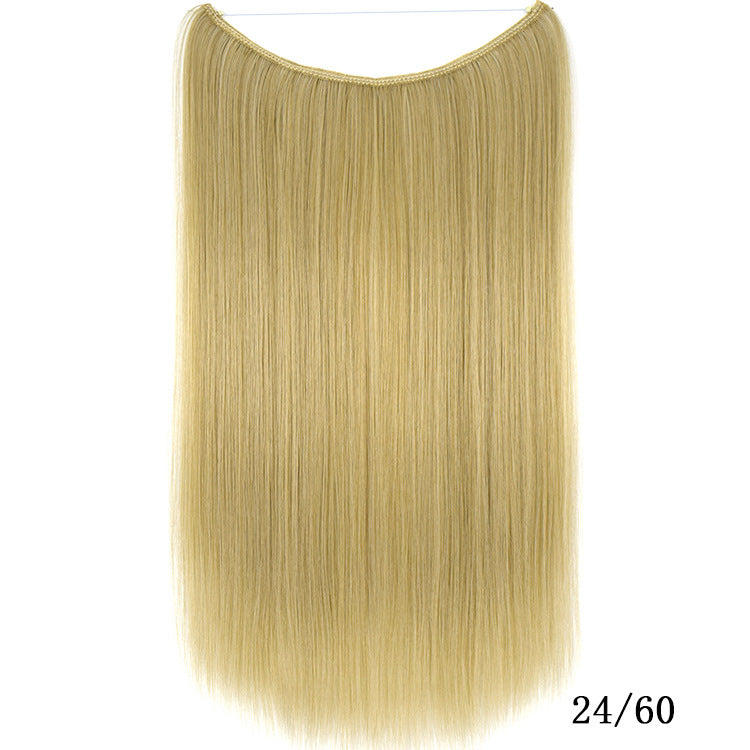 22 Inches Invisible Wire No Clips in Hair Extensions Secret Fish Line Hairpieces Silky Straight Synthetic