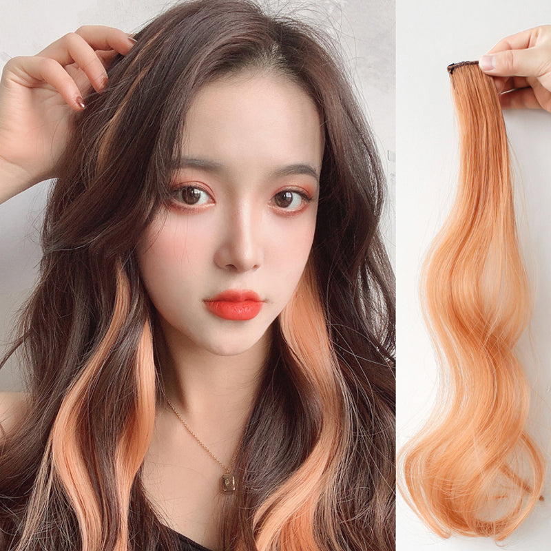 Curly Hair Hanging Ears, Extension, Highlighting, Long Popular Color Wig in Pink