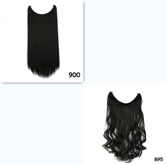 S-noilite 20 Inches Invisible Wire No Clips in Hair Extensions Secret Fish Line Hairpieces Silky Straight Synthetic in SET5