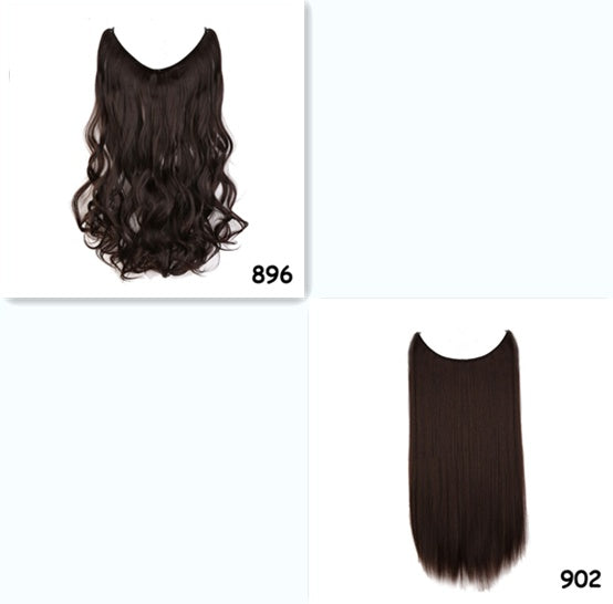 S-noilite 20 Inches Invisible Wire No Clips in Hair Extensions Secret Fish Line Hairpieces Silky Straight Synthetic in 903