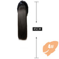 Wig Female Long Hair Ponytail Straight Extension Piece Simulation in Brown black