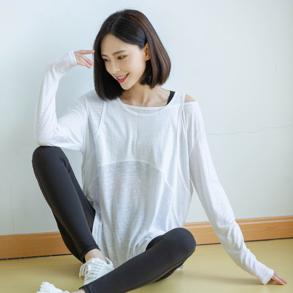 Sports Top Yoga Clothing Suit Women in White