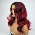 Wig Female Burgundy Long Curly Hair Big Wavy Gradient Color in Wine Red