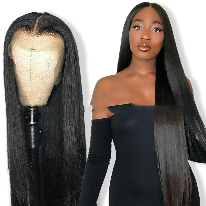 Wig Female Long Straight Hair Wigs Africa Fashion Chemical Fber Headgear in Black