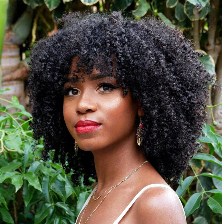 Afro Wig Female Short Curly Hair African Small Rose Mesh Headgear Wigs in Black