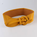 Retro Fashion Wide Belt Ladies Simple All-match Coat Accessories Pin Buckle Decoration Waist Black in Yellow