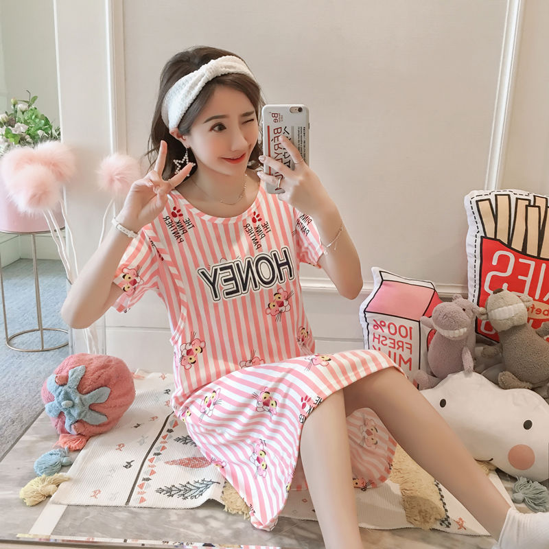 Spring and Summer Confinement Clothing Cartoon Breastfeeding Dress Nursing Pregnant Women Pajamas Postpartum Outing Hot Mom Large Size in Eye skirt