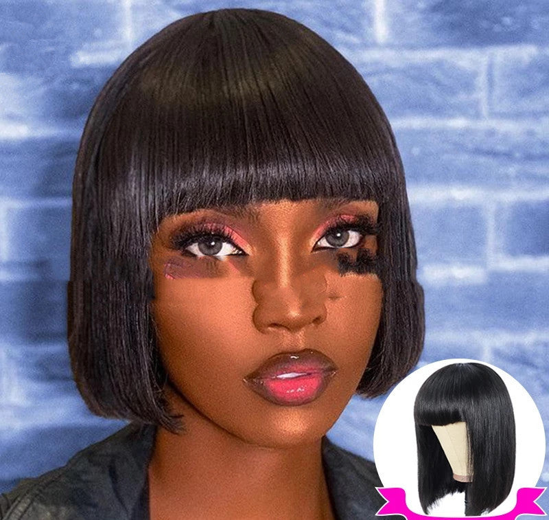 Women's Wigs Blonde Short Straight Hair Bobo in Gold
