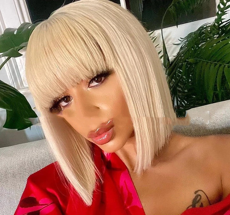 Women's Wigs Blonde Short Straight Hair Bobo in Dark brown