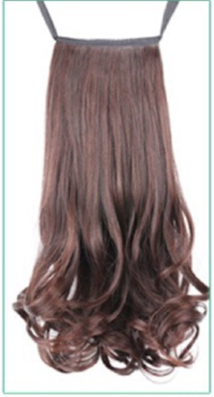Lace-up Pear Flower Roll Big Wave Long and Short Ponytail in Dark brown