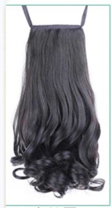 Lace-up Pear Flower Roll Big Wave Long and Short Ponytail in Natural color