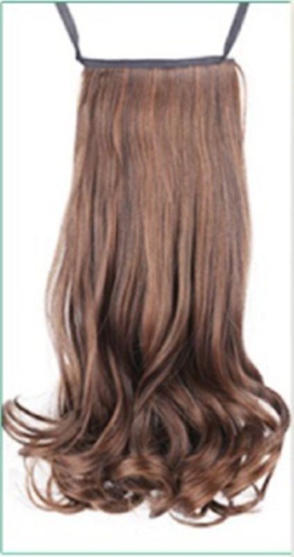 Lace-up Pear Flower Roll Big Wave Long and Short Ponytail in Light brown