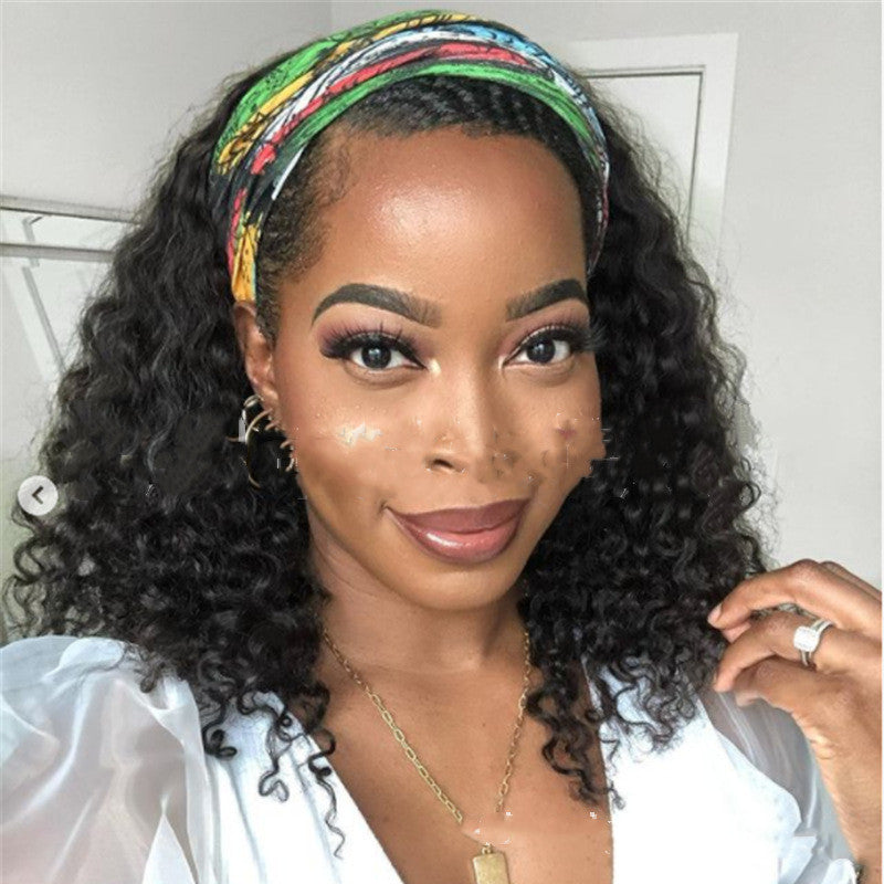Turban Headband Mid-length Wigs Africa Europe and America Hair