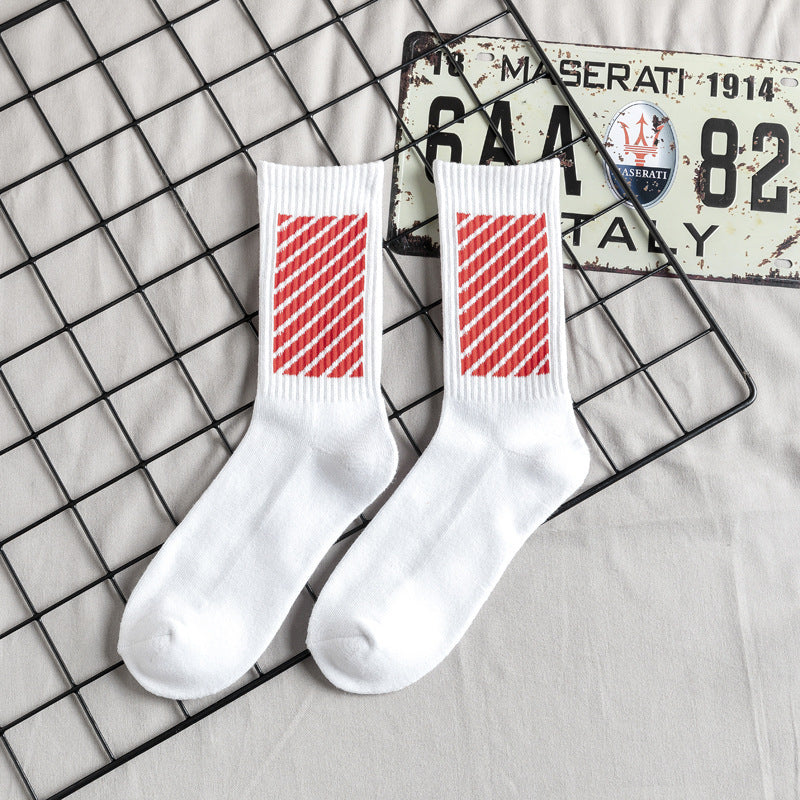 Towel Bottom High Tube Cotton Socks Black and White Basketball Tide in 5Style