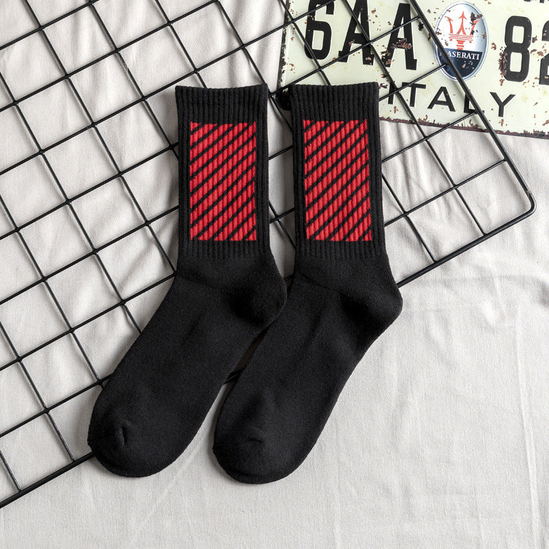 Towel Bottom High Tube Cotton Socks Black and White Basketball Tide in 4Style