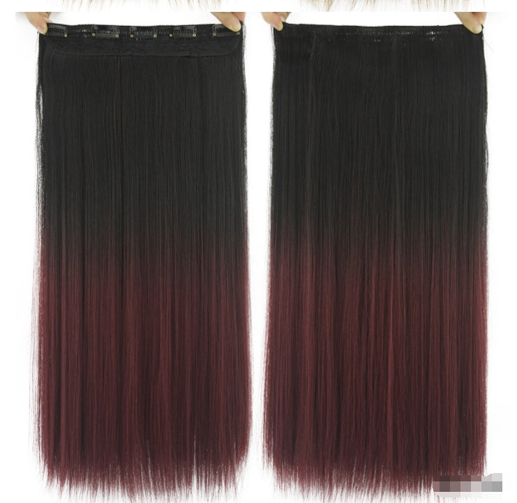 Dyed Gradual Straight Hair Clip Curtain T-color Extension Piece in B