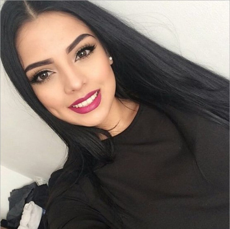 Black Long Straight Hair Wig Cover in Linen
