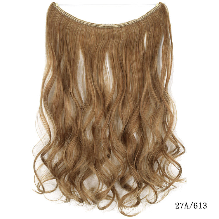22 Inches Invisible Wire No Clips in Hair Extensions Secret Fish Line Hairpieces Silky Straight Synthetic in 1BJ Straight