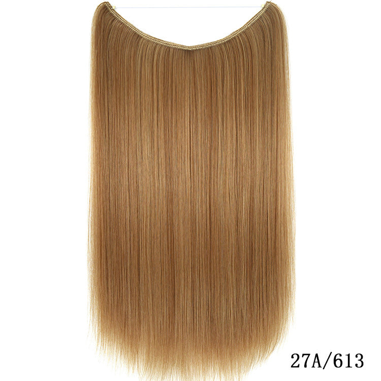 22 Inches Invisible Wire No Clips in Hair Extensions Secret Fish Line Hairpieces Silky Straight Synthetic in 24.60 Straight