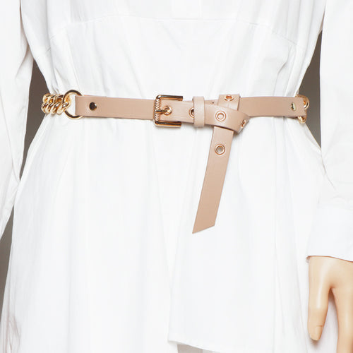 Belt Thin Chain Metal Buckle Design in Black