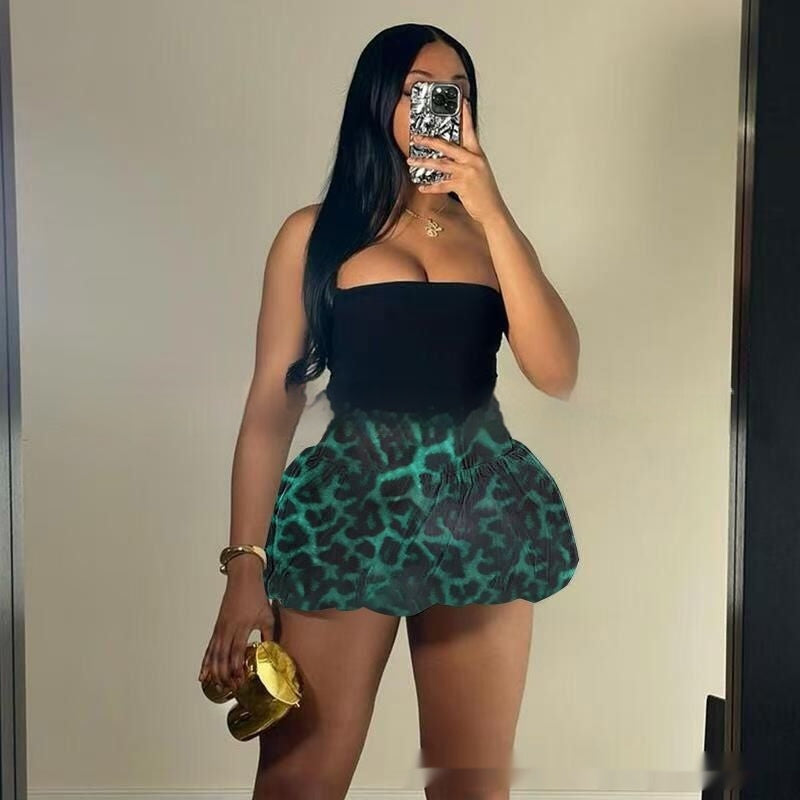 Women Clothing New Leopard Print Printed All-matching Skirt in Khaki Leopard Print