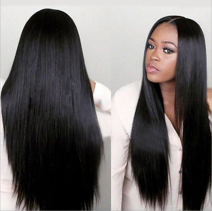 Black Long Straight Hair Wig Cover in Dark brown