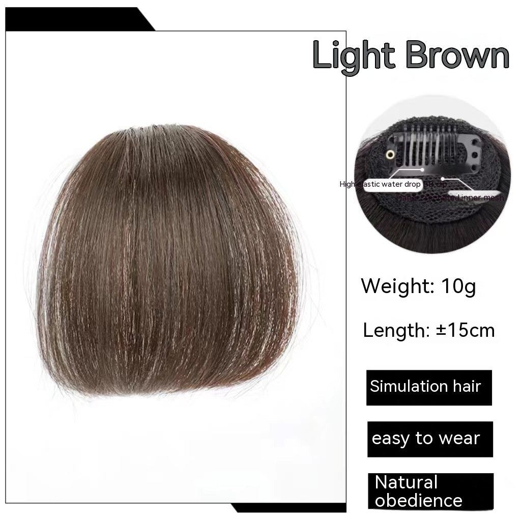 Natural Forehead Artificial Hair Straight Bangs Wig Set Seamless Invisible