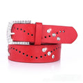 New Women's Belt A Rhinestone-embellished Fashionable Korean-style Hollowed-out Design in Black