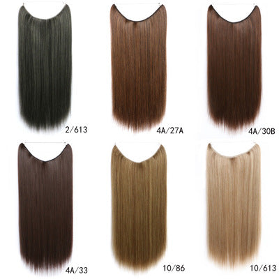 22 Inches Invisible Wire No Clips in Hair Extensions Secret Fish Line Hairpieces Silky Straight Synthetic in 60 613