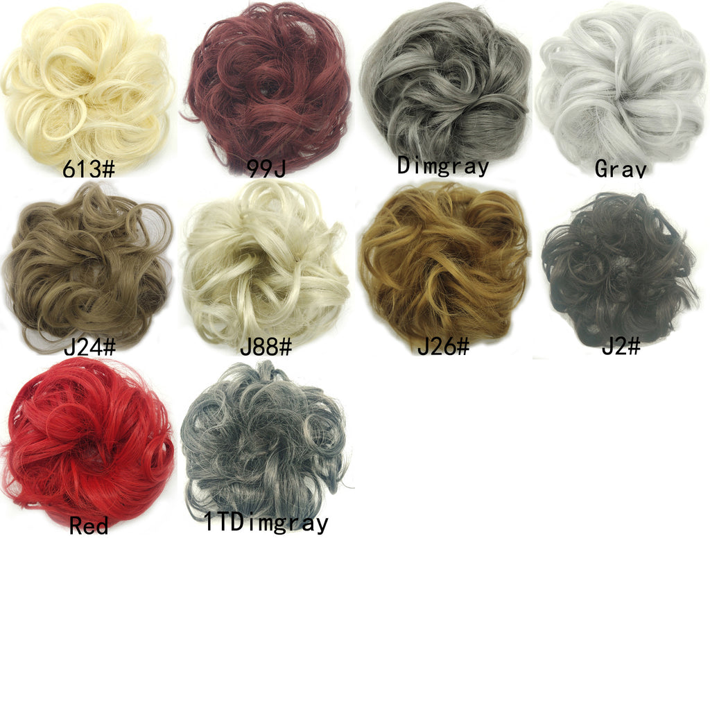 New Trendy Design Women Wavy Curly Messy Hair Bun Synthetic in 1TDimgray