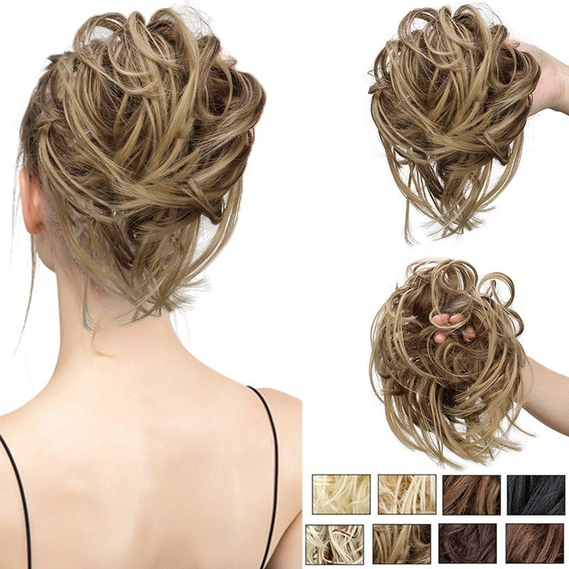 European American Style Messy Hair Wig - Natural Looking Synthetic Fiber Hairpiece for Daily Wear Casual Outfit in 1B Style