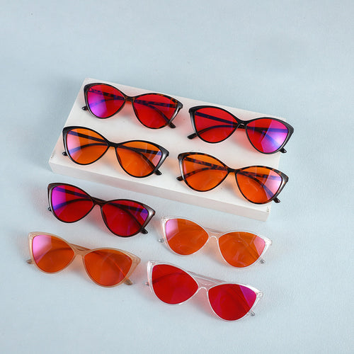 Cat Eye Glasses Women Sleep Lenses Anti-blue Light in Bean Huahong Tablet