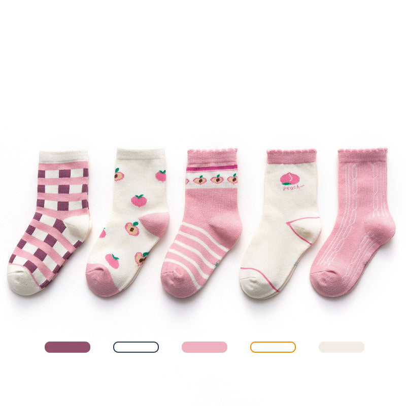 Boys' And Girls' Tube Socks Girl Princess in Avocado shredded flower