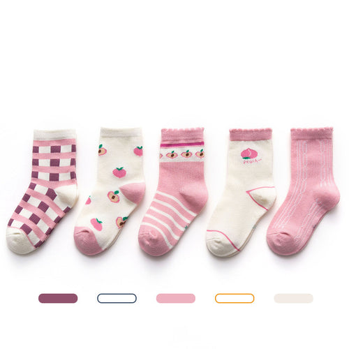 Boys' And Girls' Tube Socks Girl Princess in Avocado shredded flower