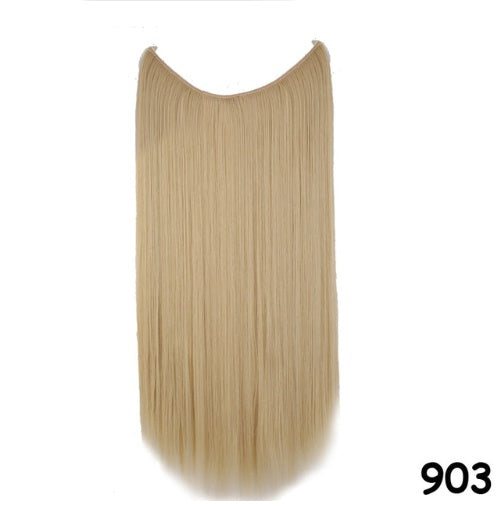 S-noilite 20 Inches Invisible Wire No Clips in Hair Extensions Secret Fish Line Hairpieces Silky Straight Synthetic in 400