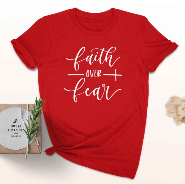 Faith Over Fear Christian T-shirt Religion Clothing for Women Shirt in Black
