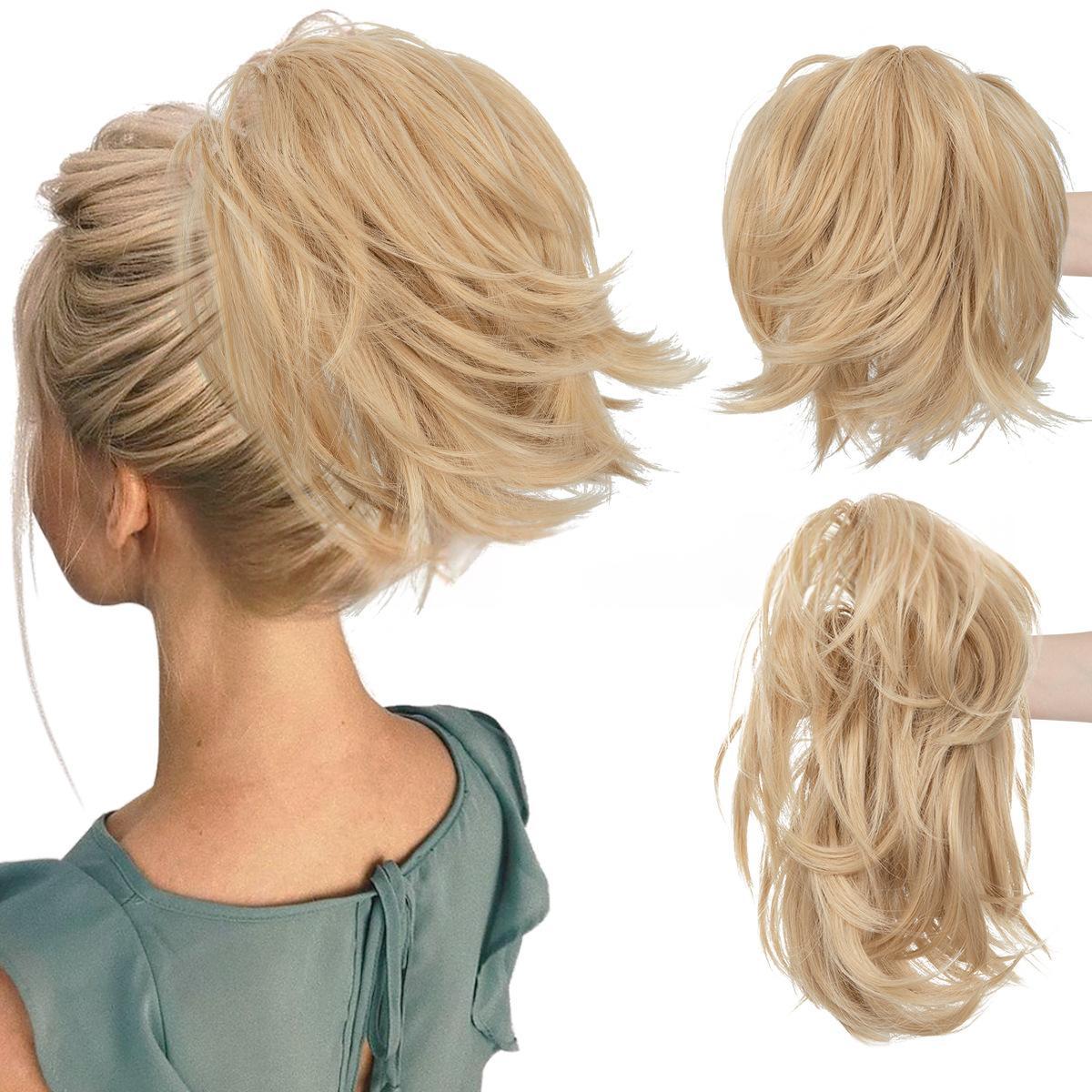 High-temperature Synthetic Hair Wig Clip-on Ponytail Women's Short Style Voluminous Small Curls in 60Style